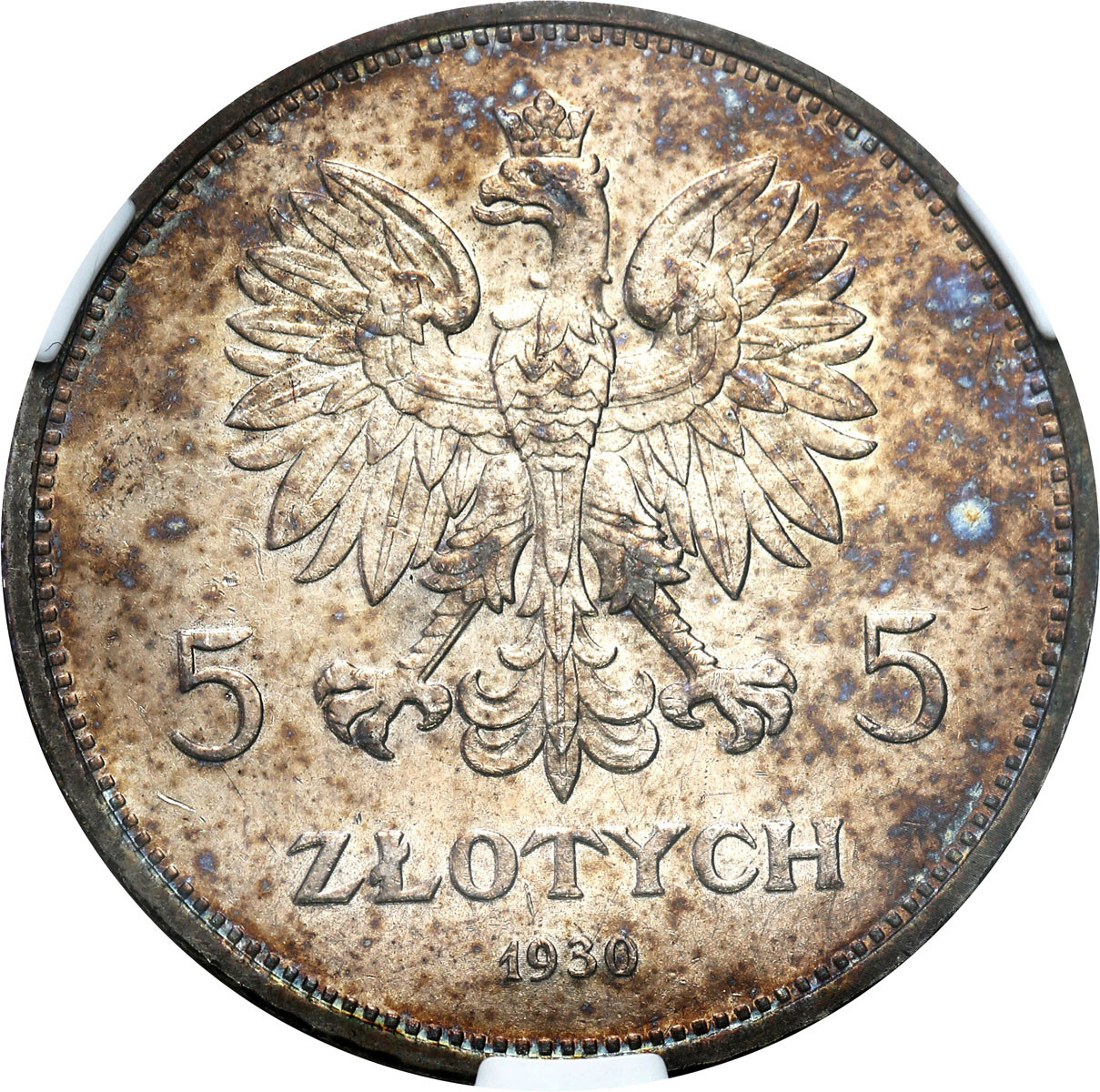 II RP. 5 złotych 1930 Sztandar PGM MS63 - PIĘKNY